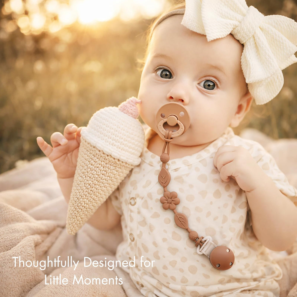 YIVEKO pacifier clips soft-material closeup lightweight wearability