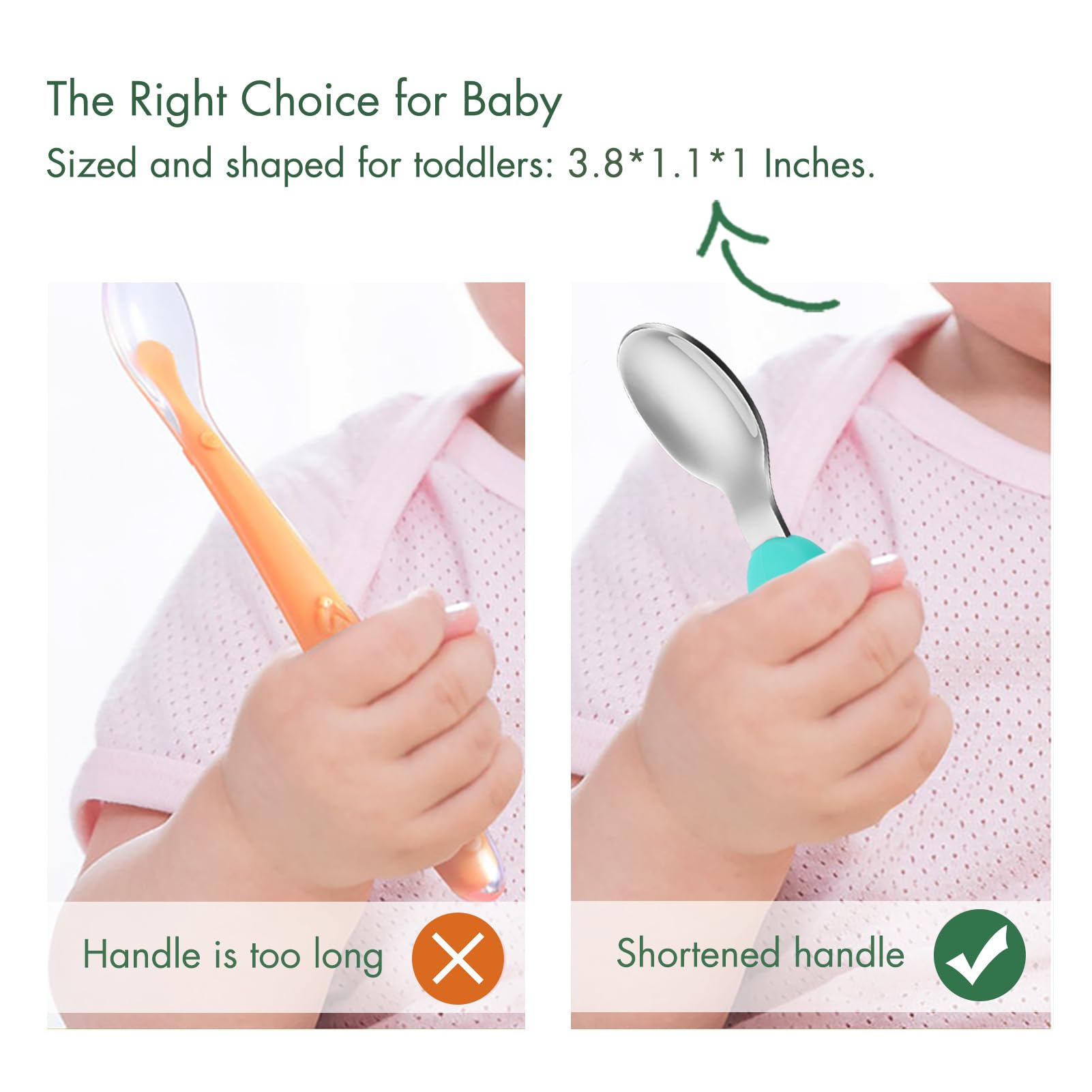 YIVEKO toddler utensils with silicone handles provide a comfy grip for tiny hands.