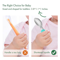 YIVEKO toddler utensils with silicone handles provide a comfy grip for tiny hands.