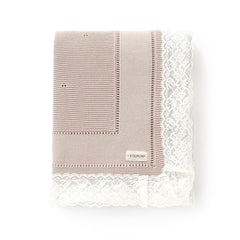 YIXPOH camel baby blanket folded for cradle warmth