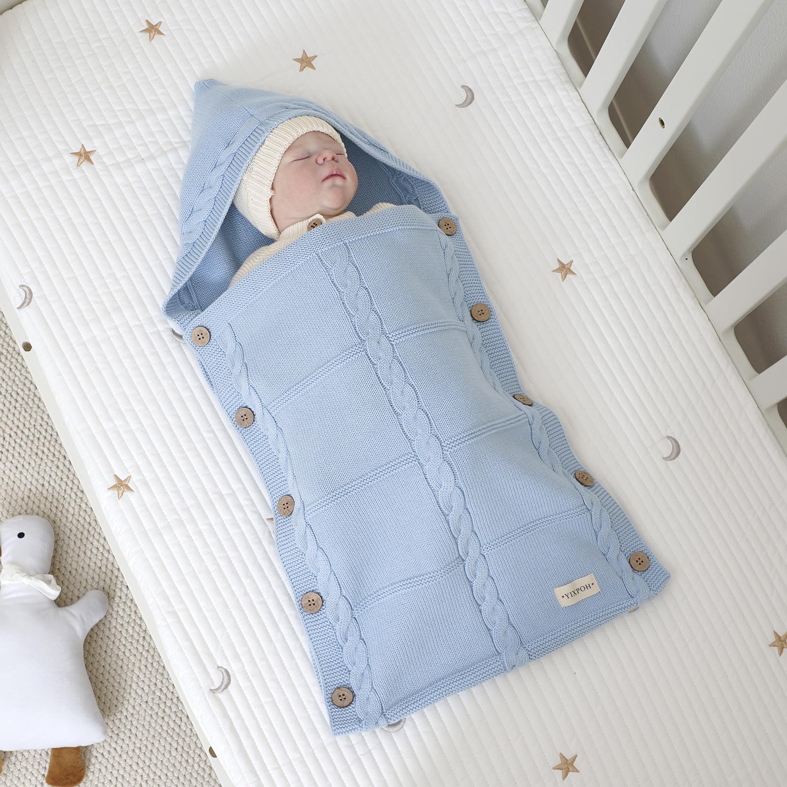 YIXPOH newborn swaddle khaki-gift-ready-packaging signals a thoughtful baby shower gift.