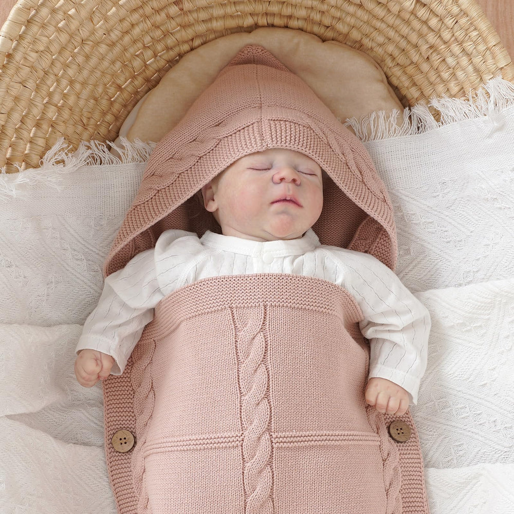 YIXPOH swaddle knit texture highlights breathable fabric and gentle stretch for growth.