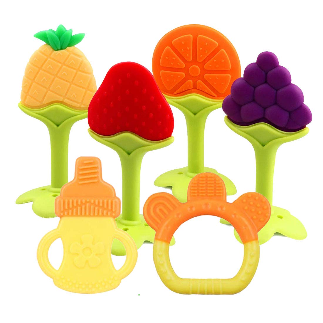 YIYEE baby teething toy fruit-design pack soothes gums with textured variety