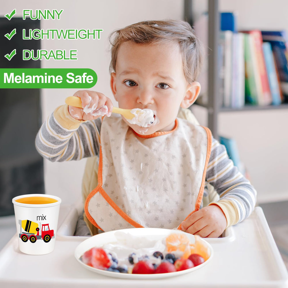 Yiyiring construction vehicles plates illustration sparks mealtime excitement.