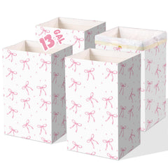 Yiyiring pink bow trash can 13gal standing, ideal for easy event cleanup.
