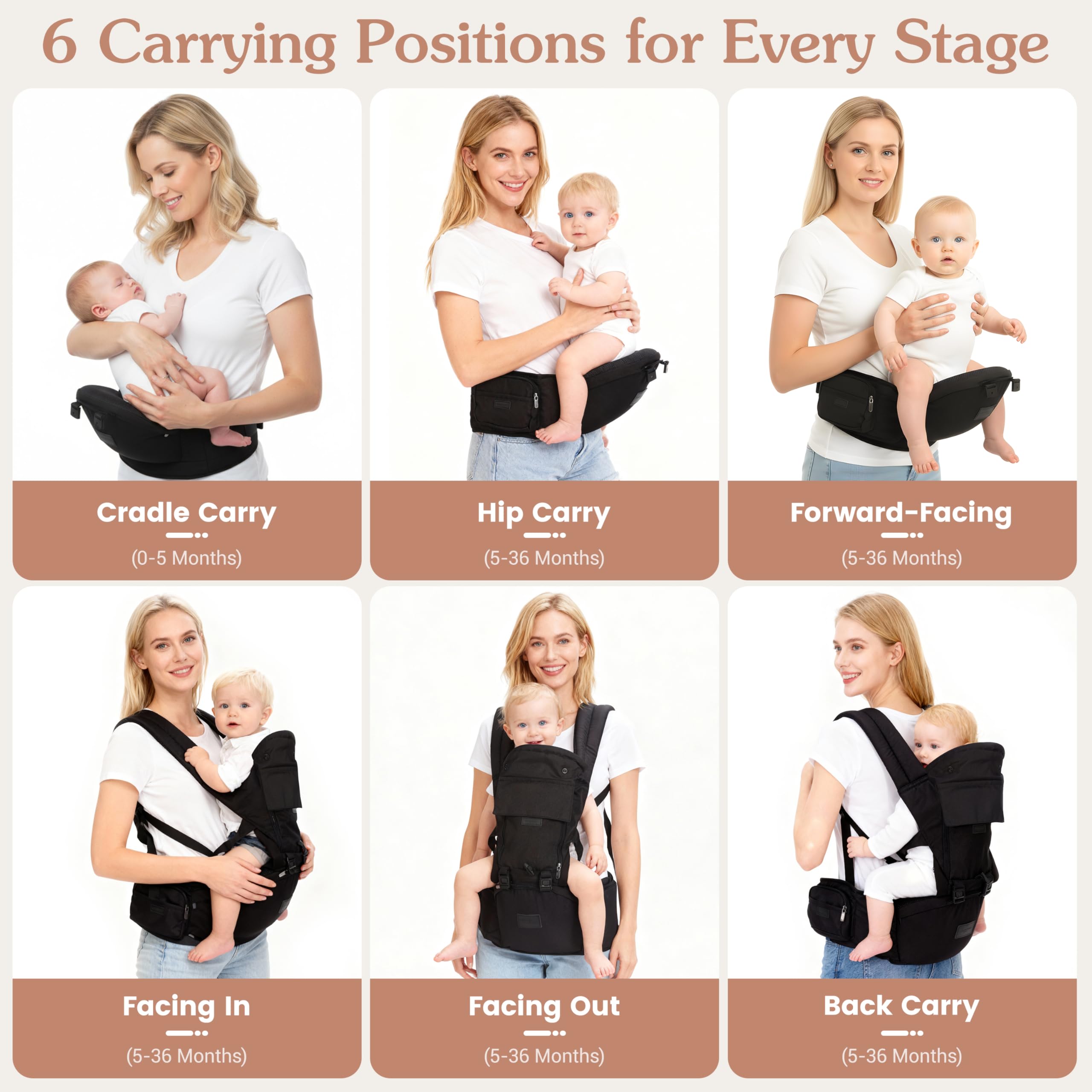YIYUNBEBE adjustable-straps ensure secure fit for growing caregivers.