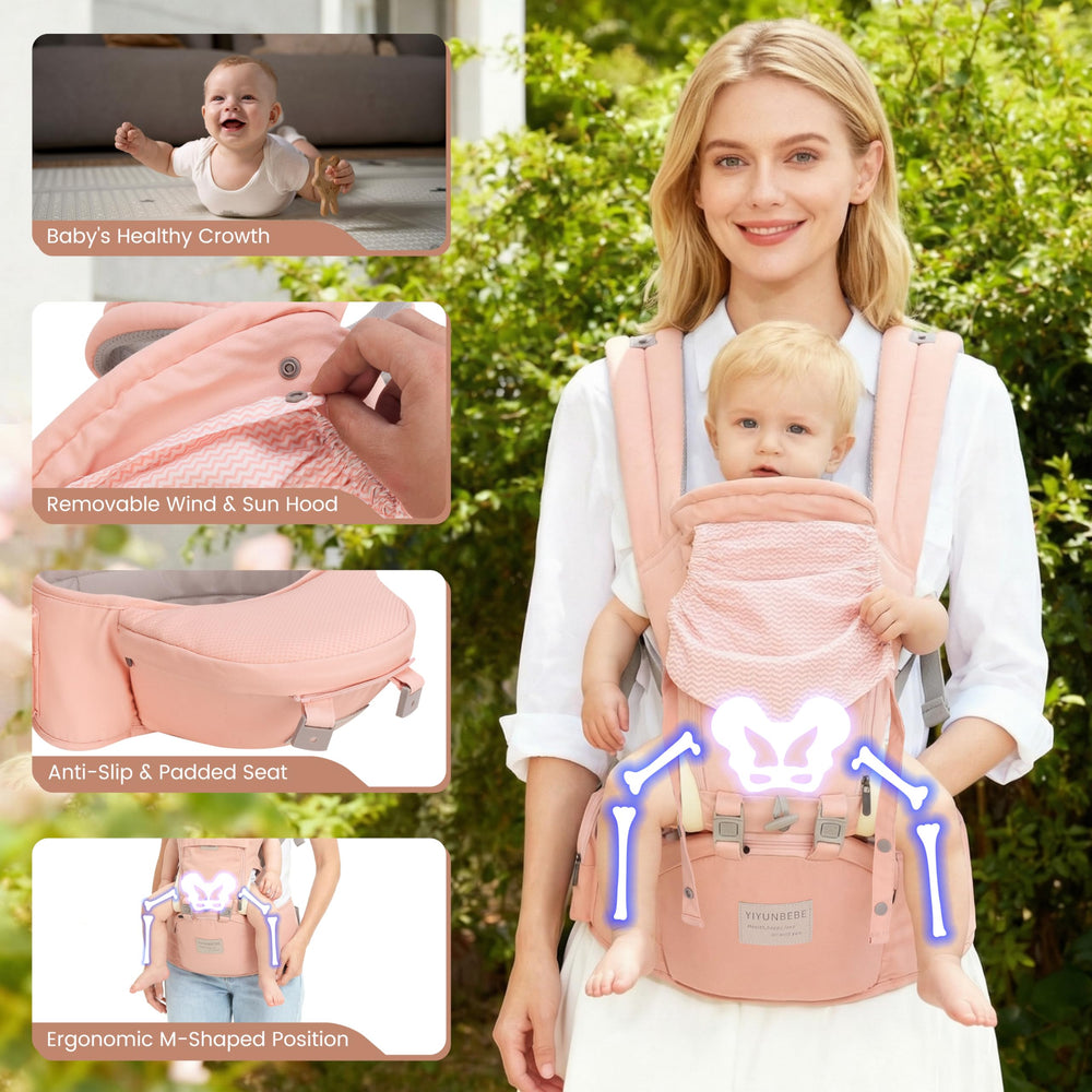YIYUNBEBE breathable mesh fabric keeps parent and baby cool.