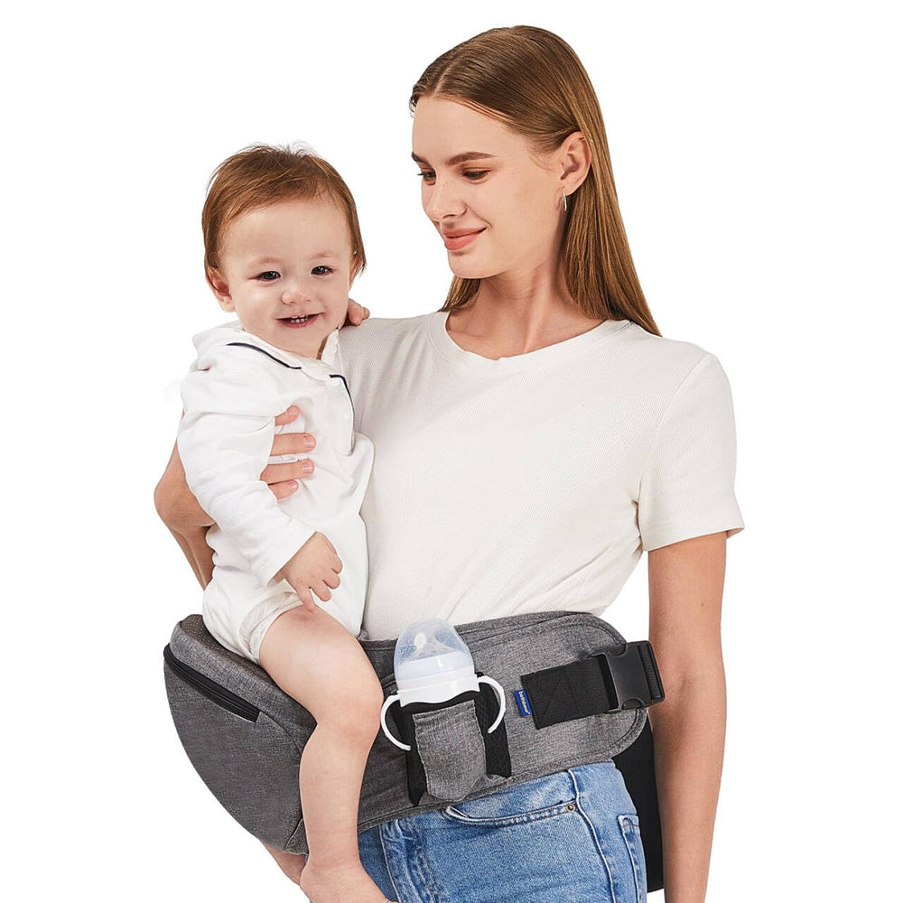 YJOEKAP baby hip seat gray closeup shows soft material for gentle contact