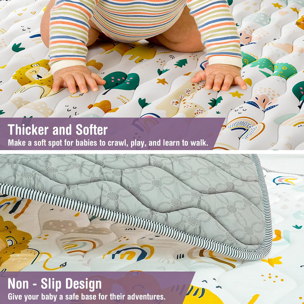 YJORIX baby play mat machine-washable material stays clean for everyday use.