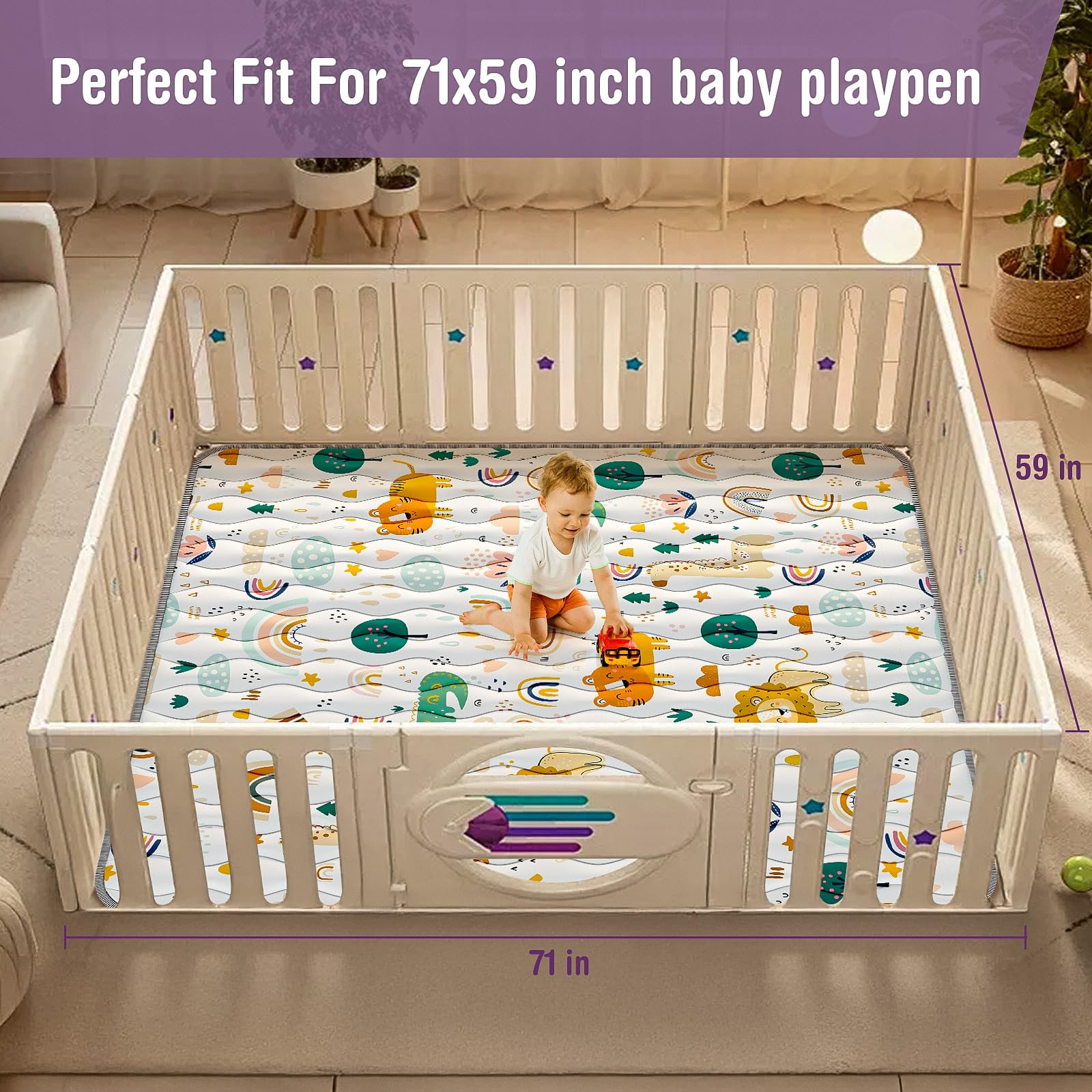 YJORIX 71x59 playmat offers ample space for crawling sessions