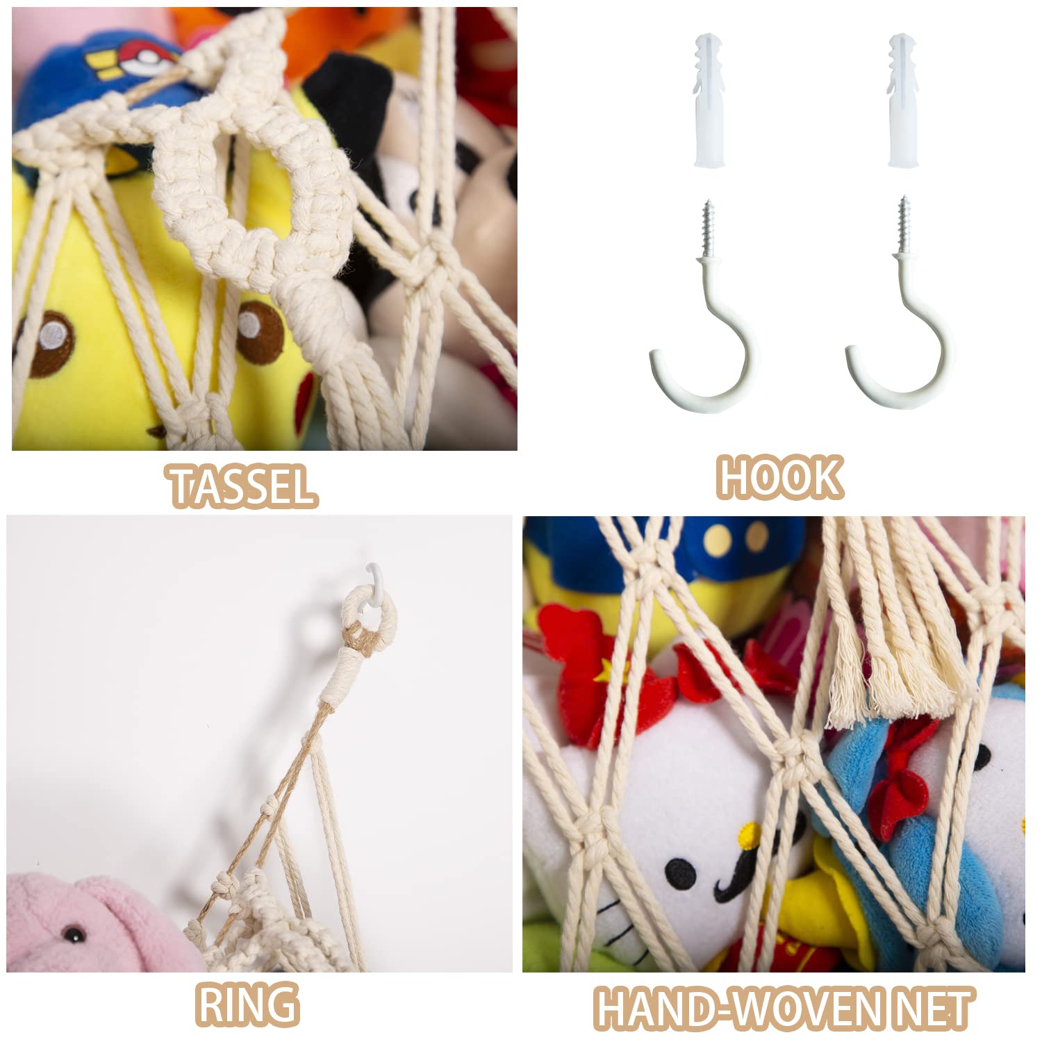 YKBU boho nursery cream hammock elevates room decor while organizing stuffed animals