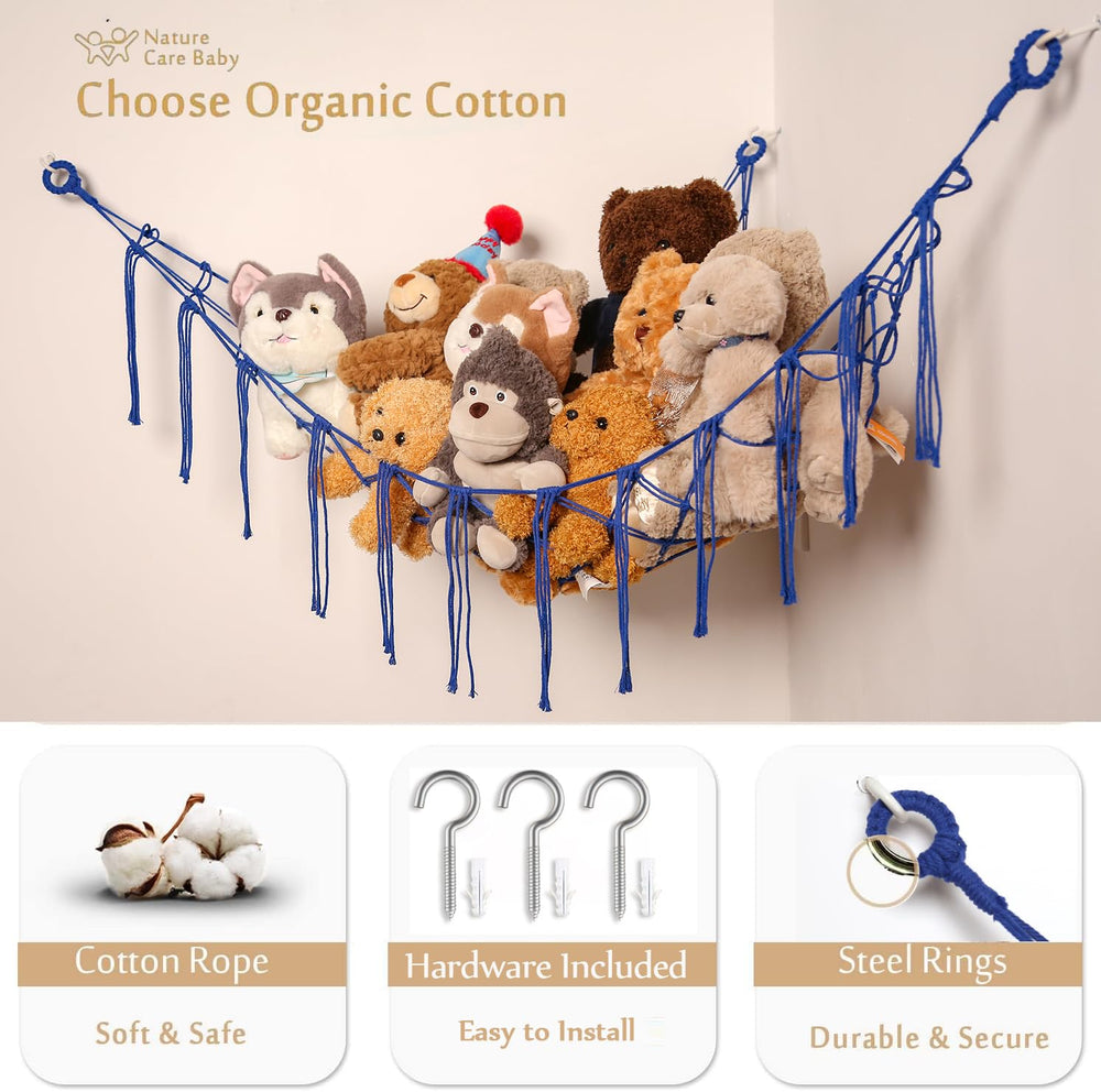 YKBU corner toy storage with hooks and anchors installs quickly
