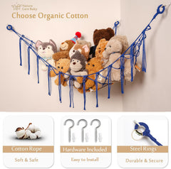 YKBU corner toy storage with hooks and anchors installs quickly