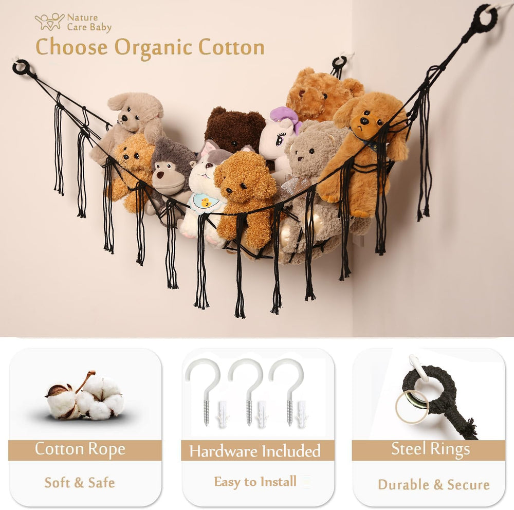 YKBU cotton rope hammock handmade by mom team for durable toy storage