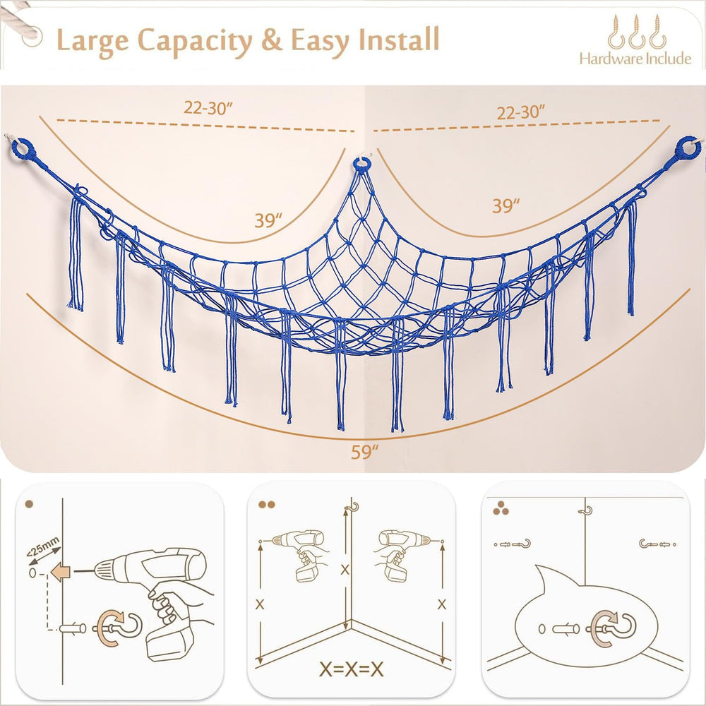 YKBU easy-install hammock with three hooks and wall anchors for quick setup