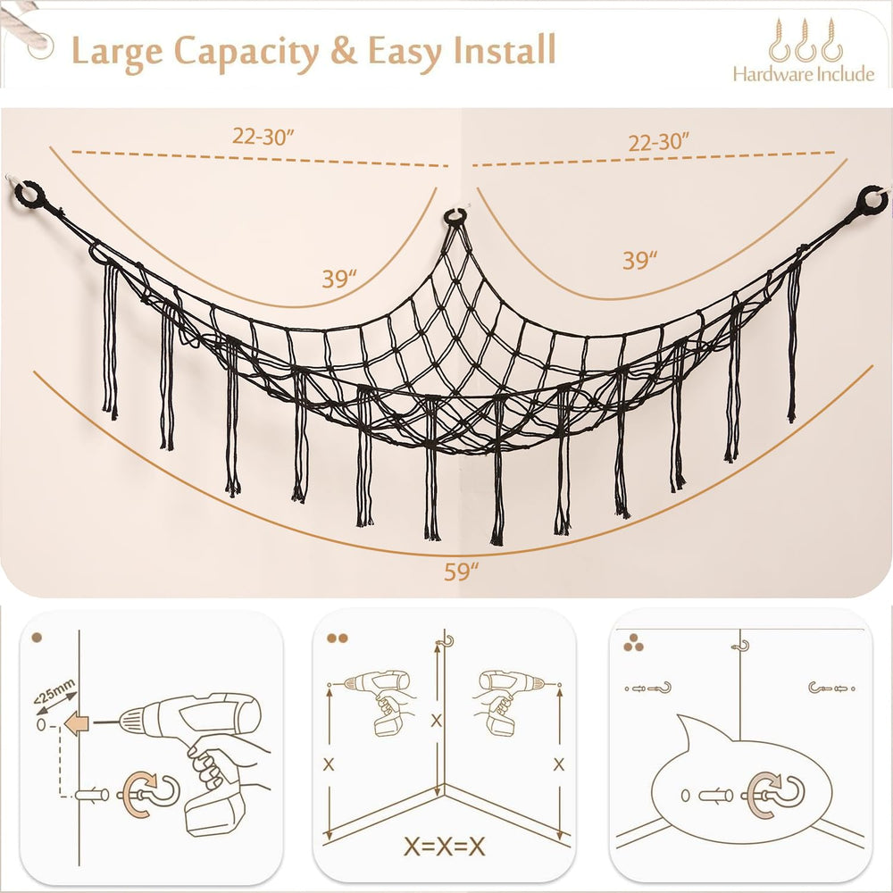YKBU easy-install toy hammock with three hooks for quick setup