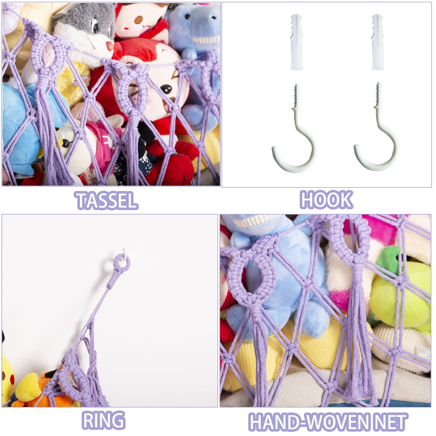 YKBU jumbo 60x15 inch hammock holds large plush collections.