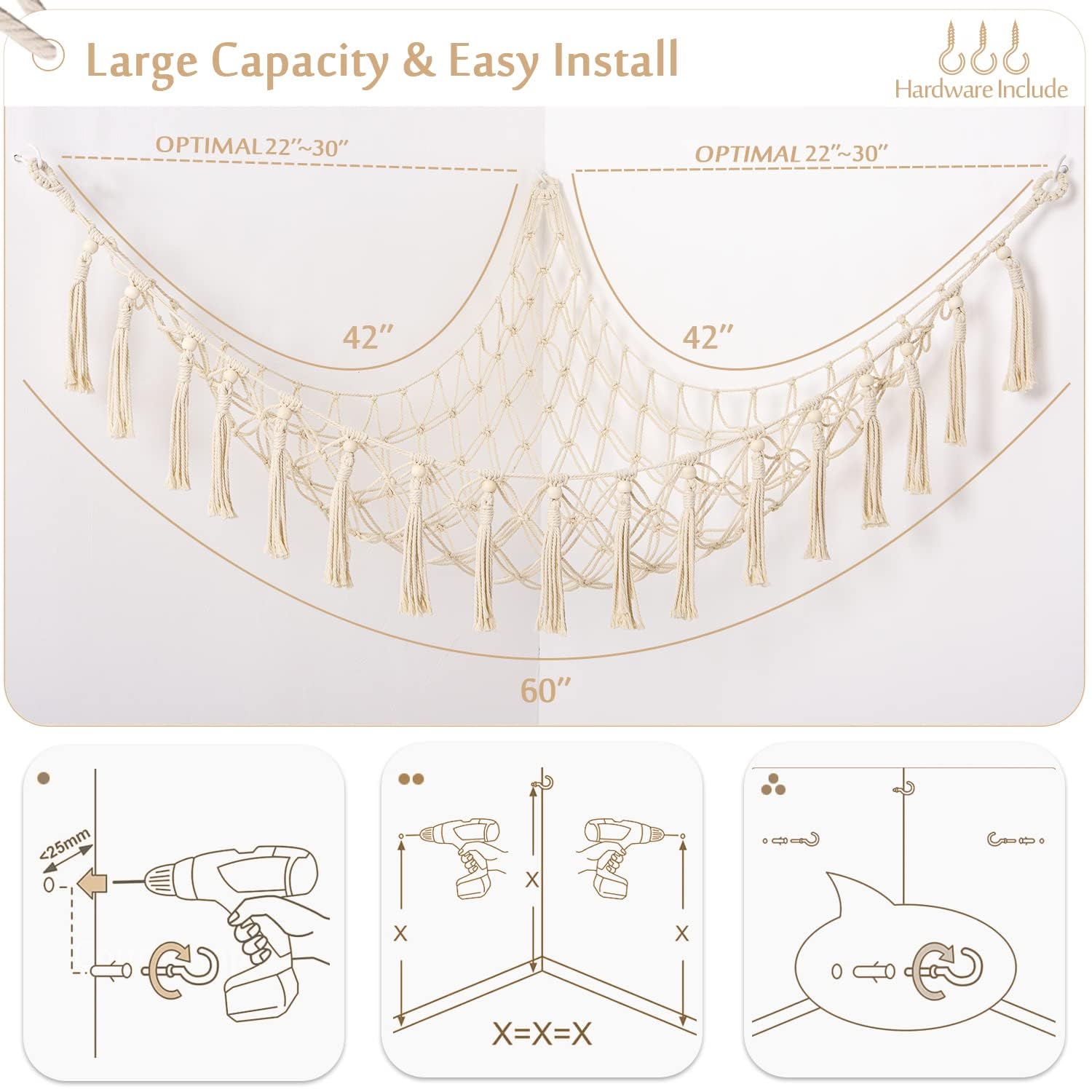 YKBU large-capacity hammock holds dozens of plush toys, keeping floors clear