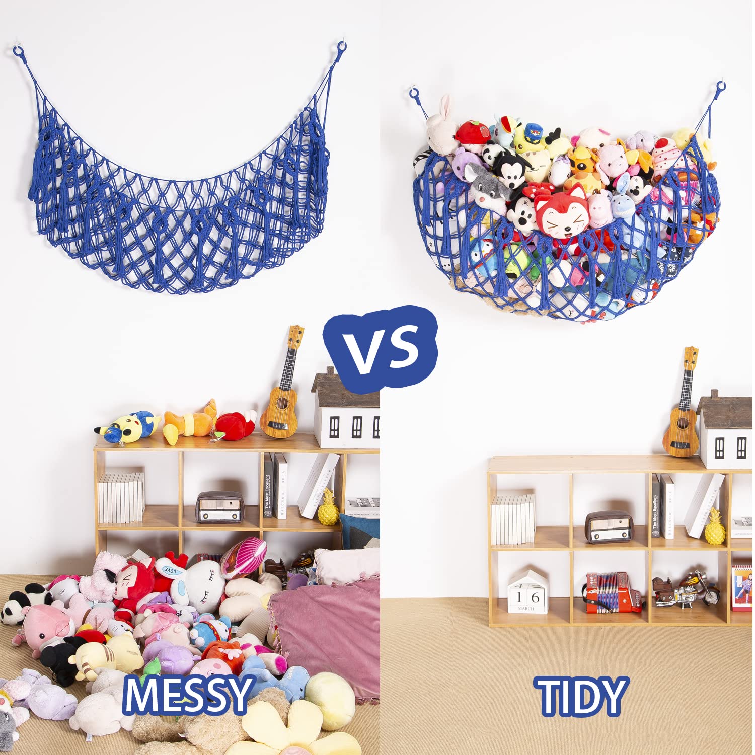 YKBU large-capacity plush toy hammock holds many stuffed animals, freeing floor space.