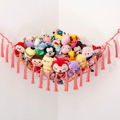 YKBU MAKEONEWO stuffed animal hammock installation with hooks enables quick setup.
