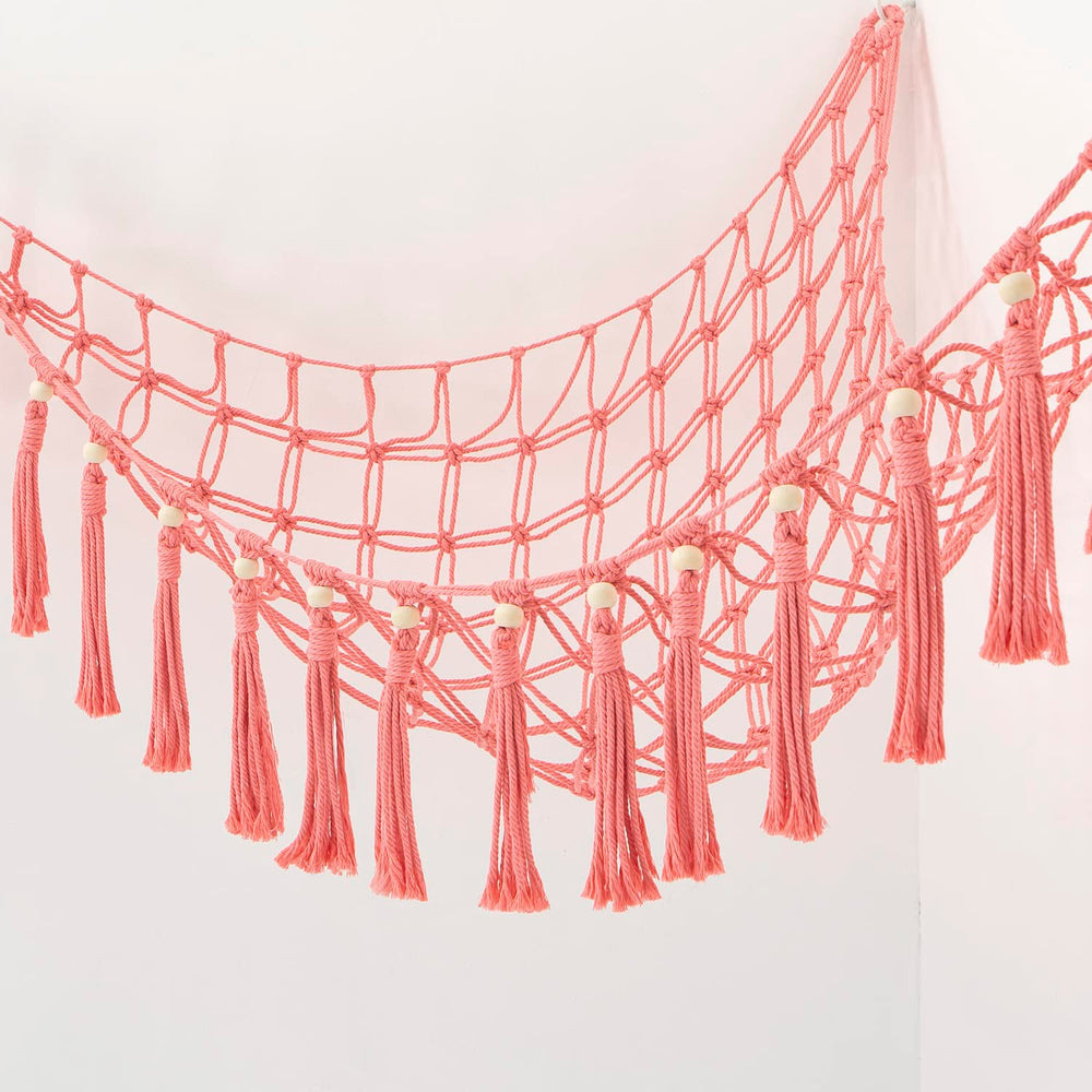 YKBU MAKEONEWO nursery-to-playroom storage net blends with decor and organizes toys.