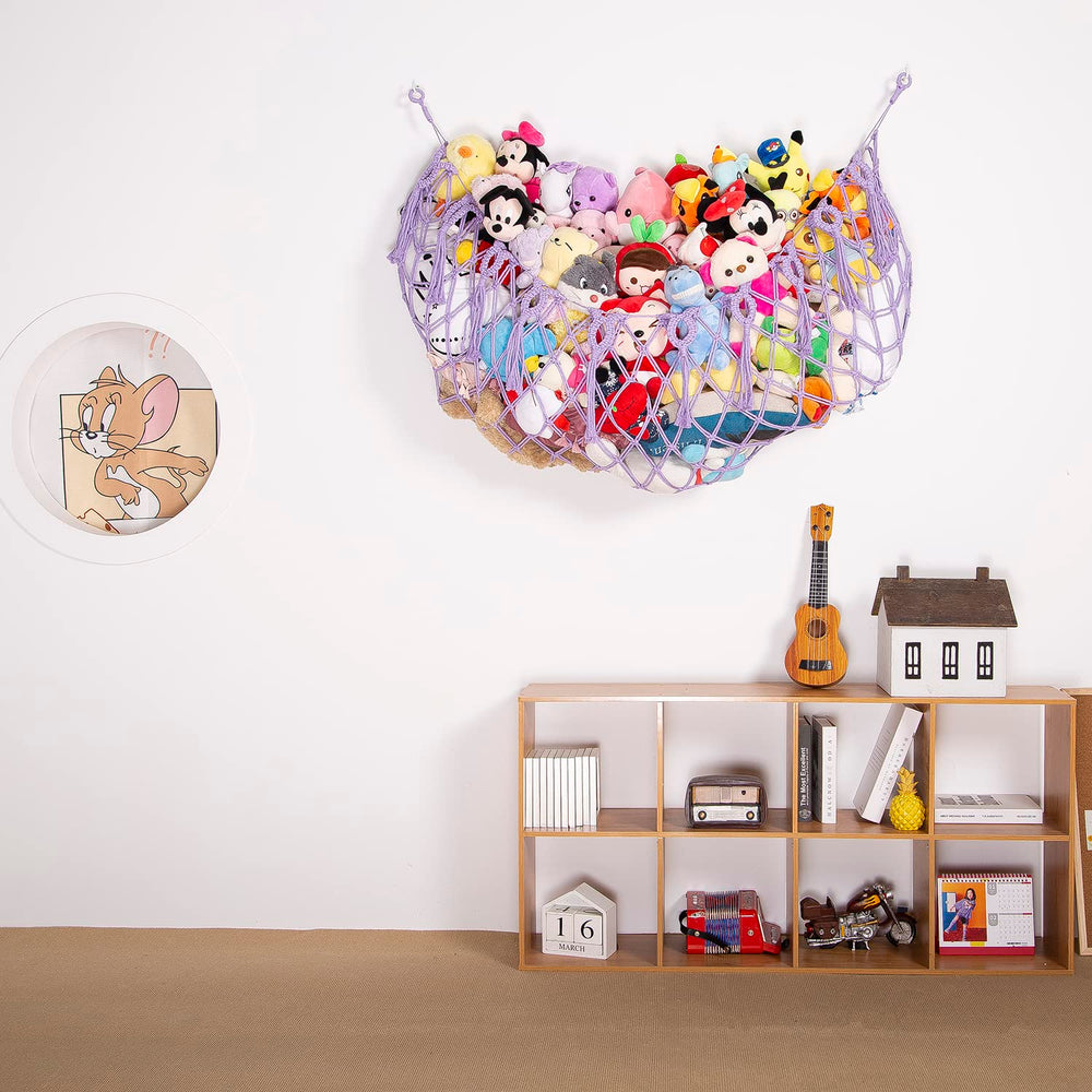 YKBU purple plush toy net complements nursery decor and cleanup.