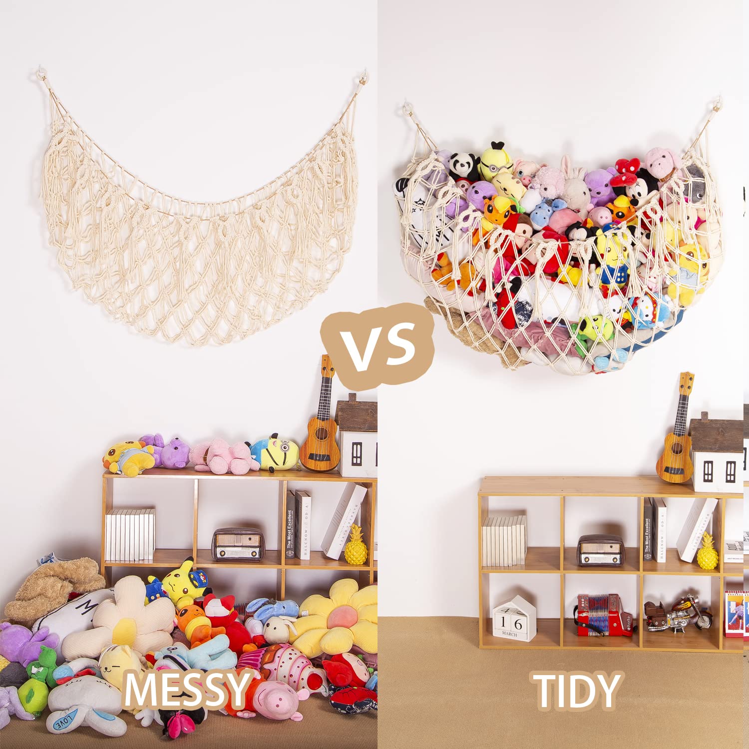 YKBU stuffed animal hammock cream tassels visually charming and keeps toys organized