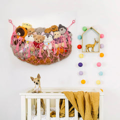 YKBU stuffed-animal hammock eco cotton close-up highlights soft, durable cords for long-lasting storage.