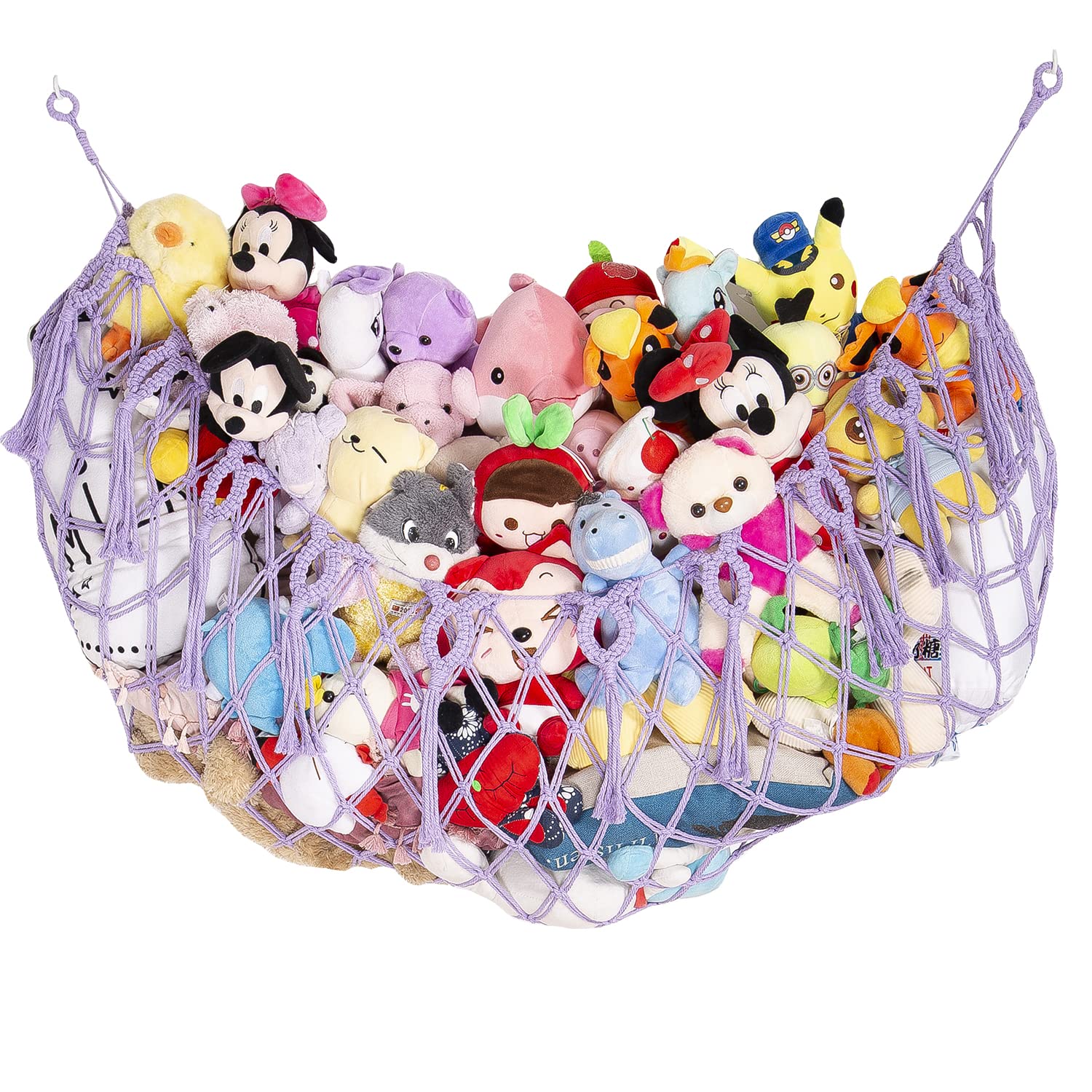 YKBU stuffed animal net on wall saving nursery space and organizing toys.