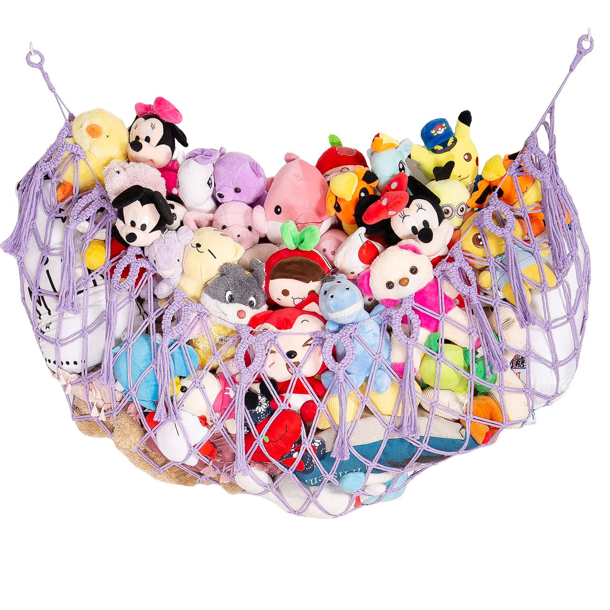 YKBU stuffed animal net on wall saving nursery space and organizing toys.