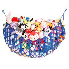 YKBU stuffed animal net wall hanging close-up shows durable macrame weave for organized toys.