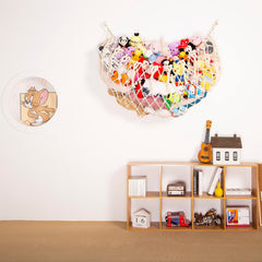 YKBU stuffed animal net wall-hanging cream display highlights plush organization and decorative wall art