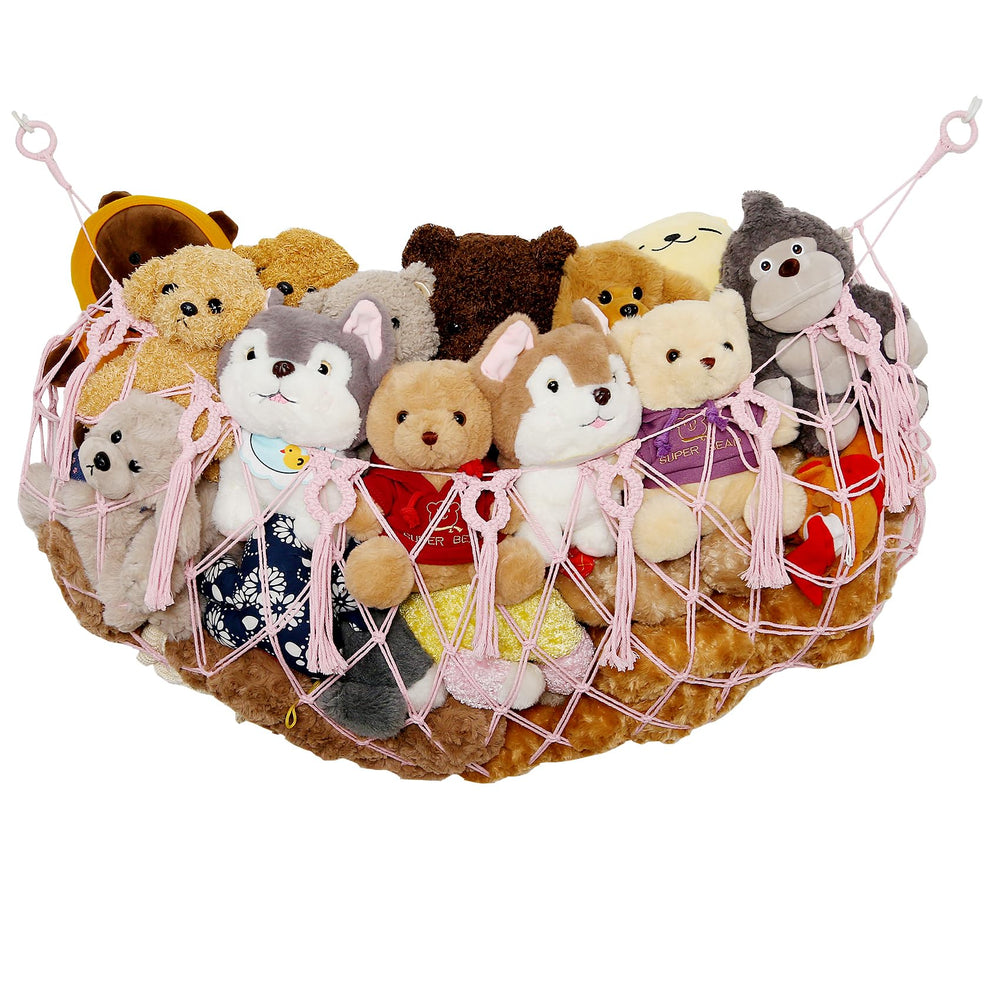 YKBU stuffed animal net wall-mount keeps plush toys neatly organized