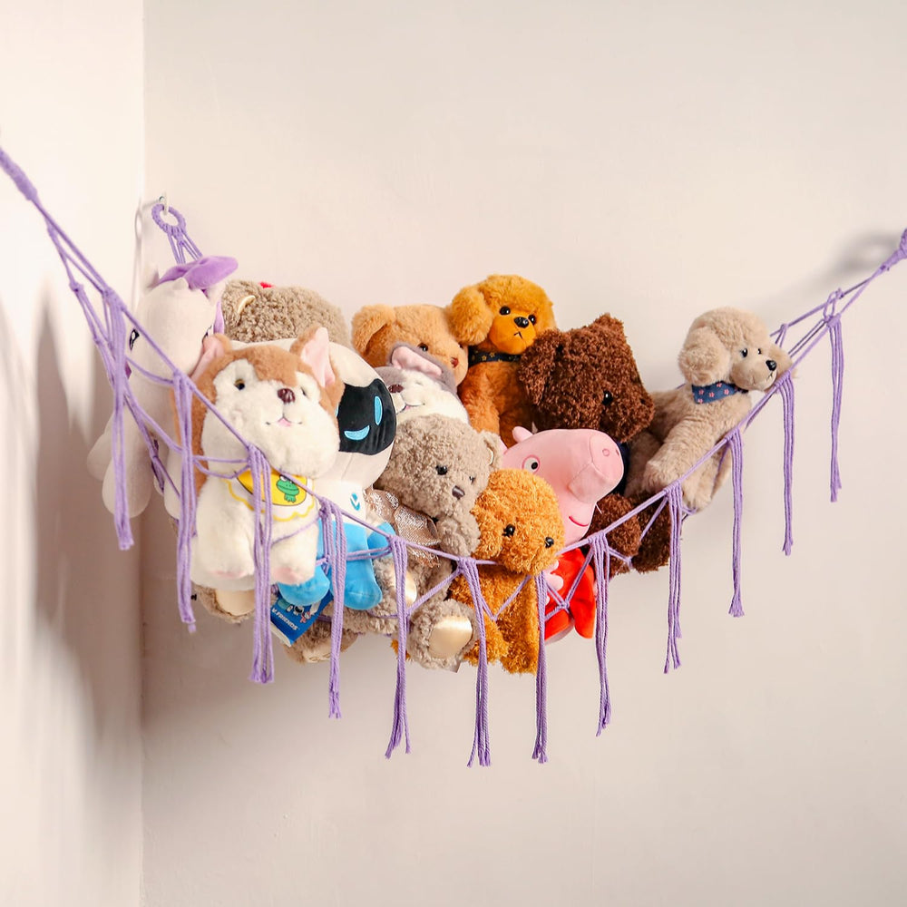 YKBU stuffed animals hammock in corner displays plushes for tidy nursery