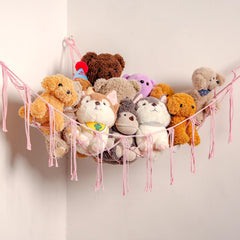 YKBU stuffed animals hammock corner net displaying plush storage for tidy playroom