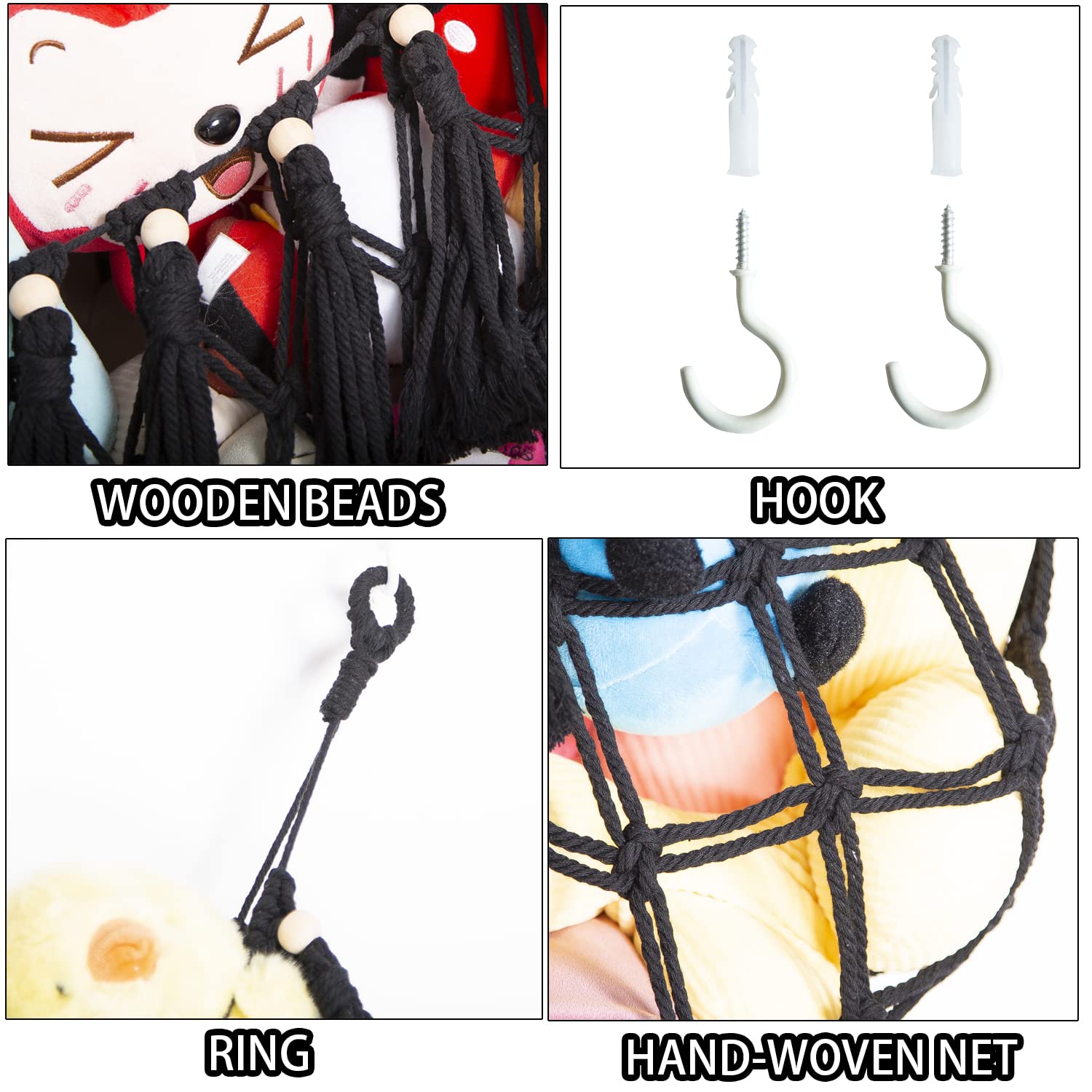 YKBU wall-hooks with anchors illustrate quick, secure installation for toy storage.