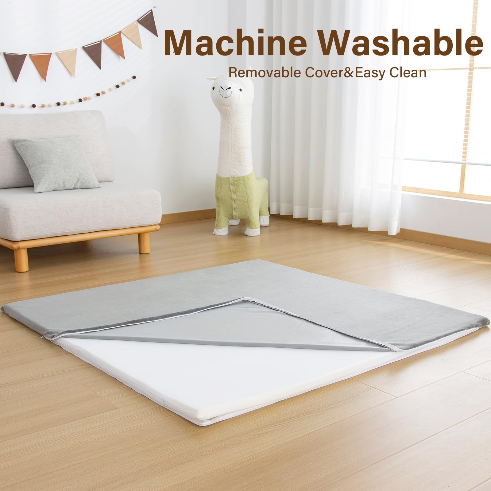 YKimi Baby Play Mat 50x50 inches fits standard playpens for versatile setup.