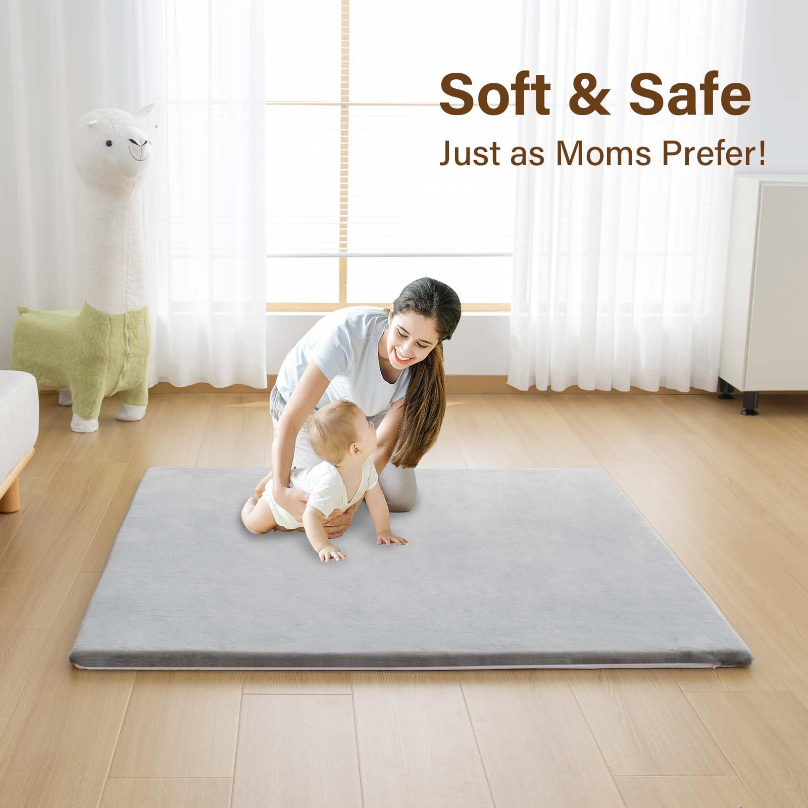 YKimi Baby Play Mat machine-washable cover simplifies care between sessions.