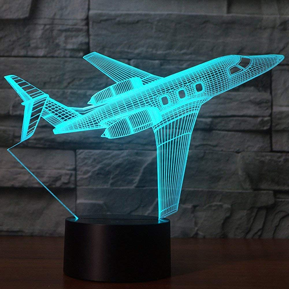 YKLWORLD airplane illusion lamp base with 3D effect enhances desk decor and focus.