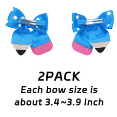 YKW blue polka dot pencil bow clip close-up with gold glitter band adds festive classroom flair