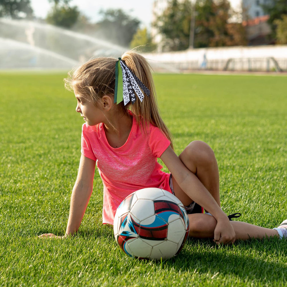 YKW soccer hair ties checkered pattern offering durable hold