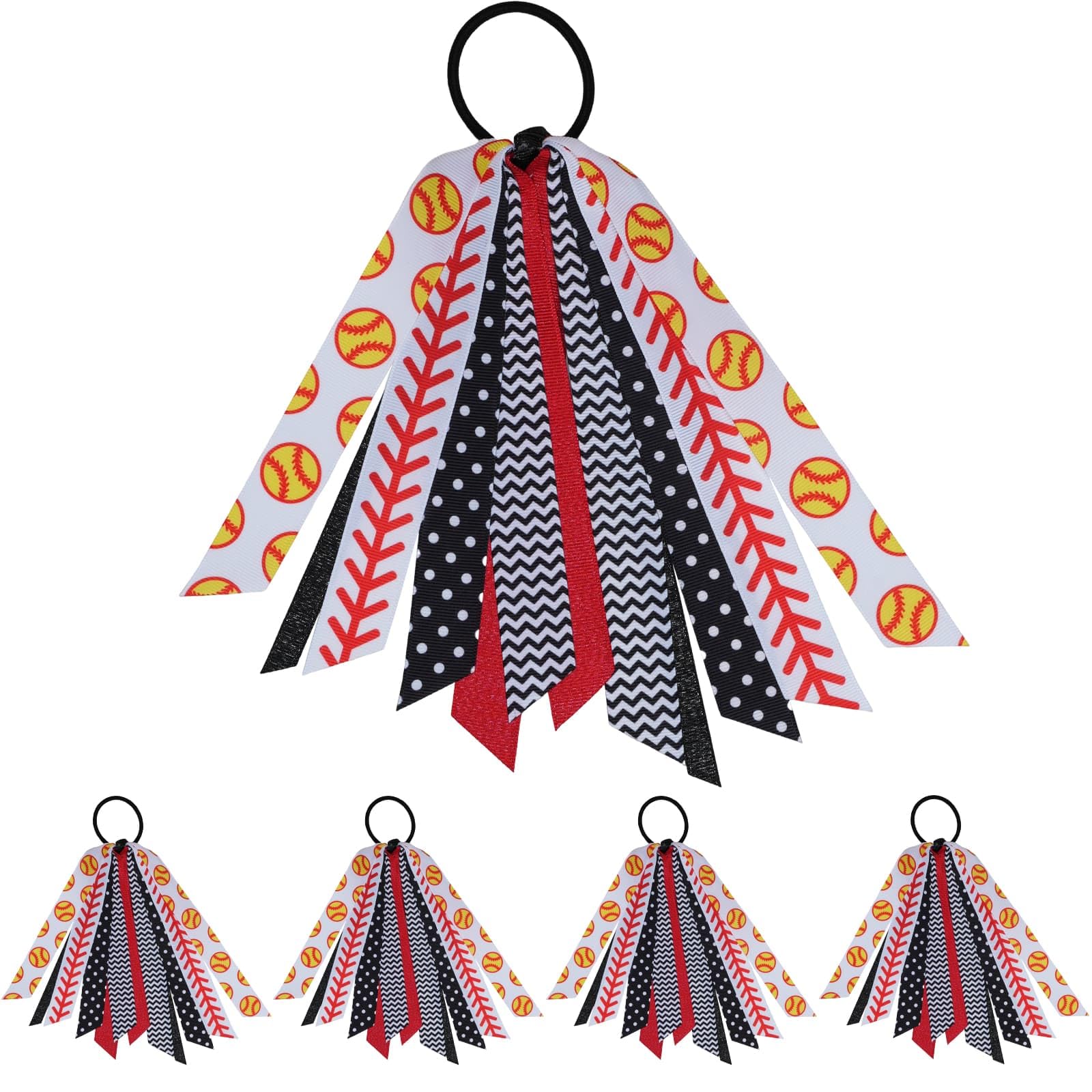 YKW softball hair ties with stitching pattern provide secure hold for games or practices