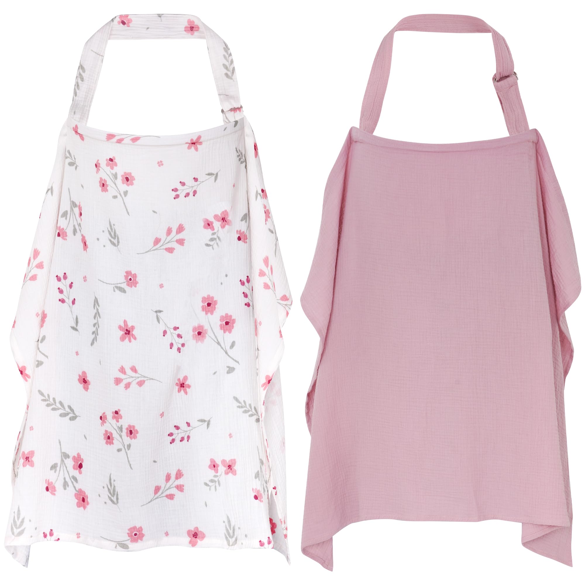 YKYUASD nursing cover two-pack pink floral, soft breathable fabric for comfortable coverage.