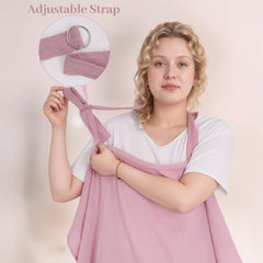 YKYUASD nursing cover arch neckline view, airflow-friendly design with eye contact.