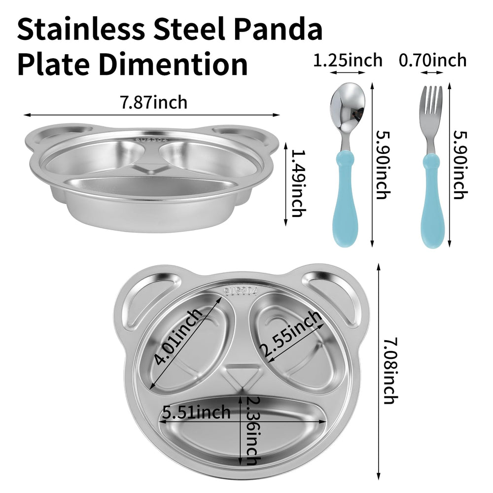 YLARMY 3-compartment-tray-panda close-up highlights kid-friendly meal separation