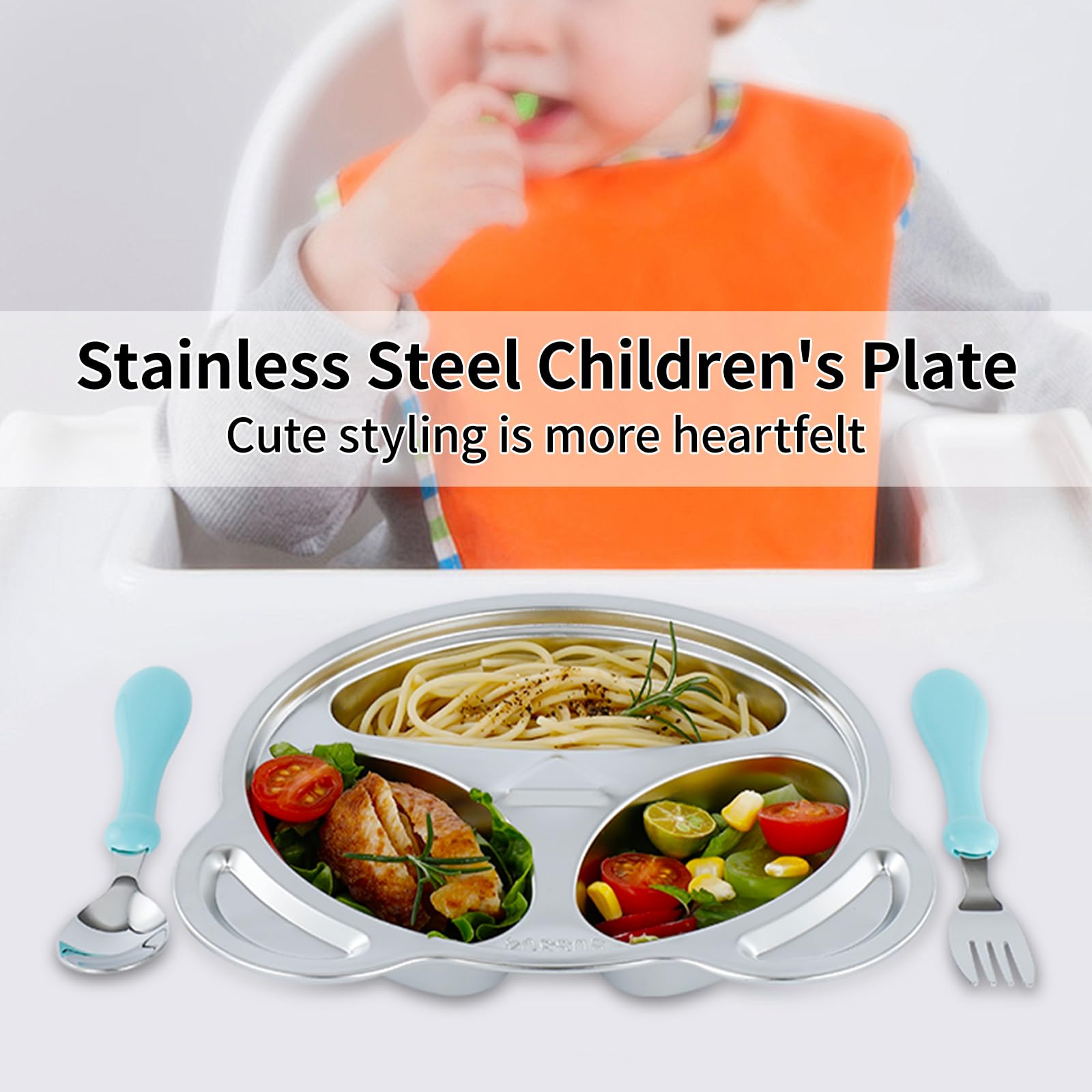 YLARMY 7-8 inch divided plate provides ample space for kid portions and snack variety.