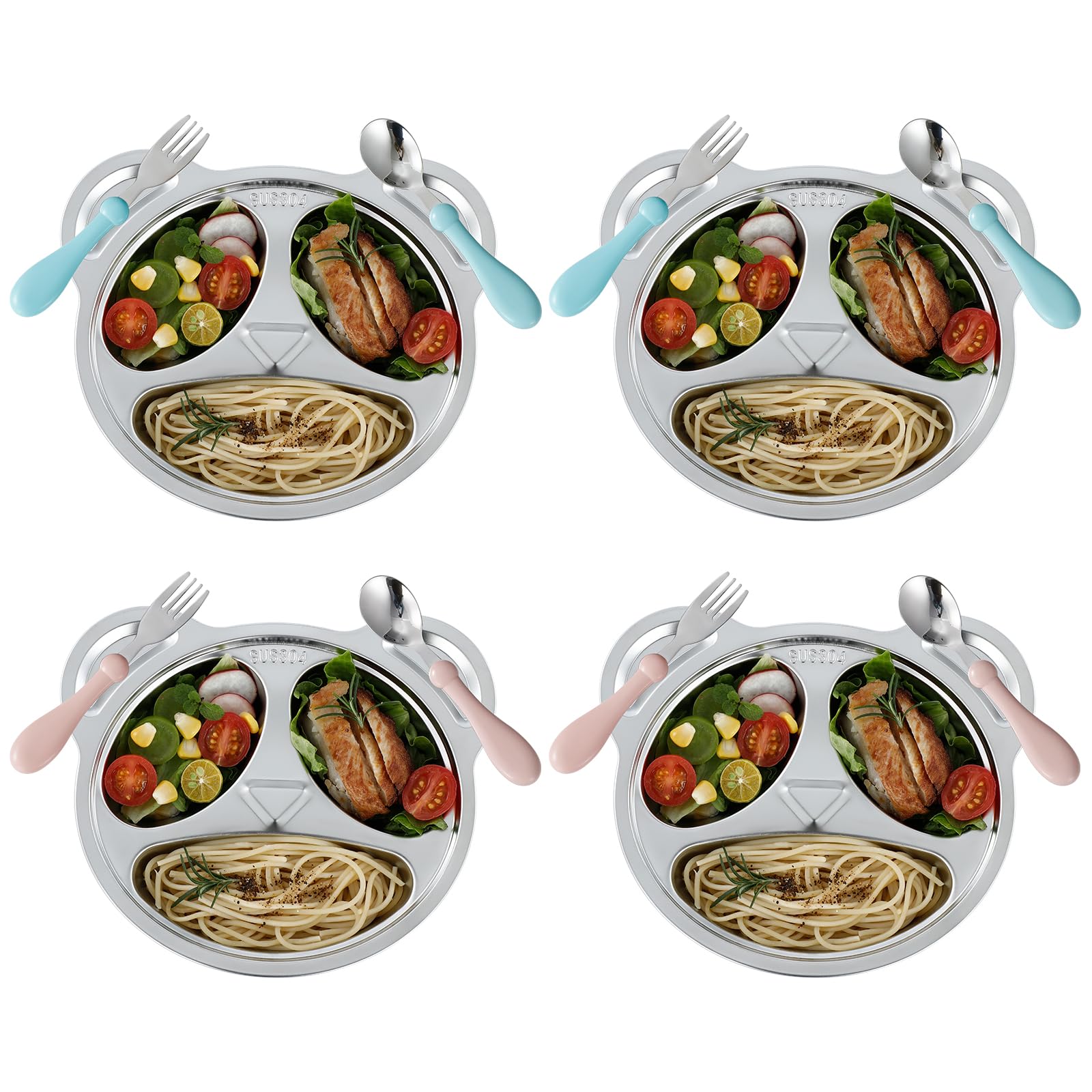 YLARMY panda divided plate 4pack shows panda design for easy portion control