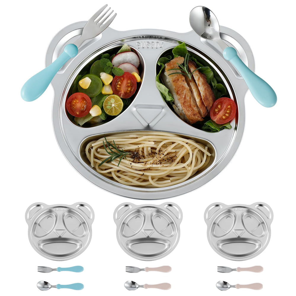 YLARMY panda divided plate 4-pack helps busy families serve balanced meals with engaging panda design.