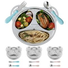 YLARMY panda divided plate 4-pack helps busy families serve balanced meals with engaging panda design.