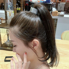 YLOIJO rhinestone ponytail clip front view highlighting crystal sparkle for formal looks
